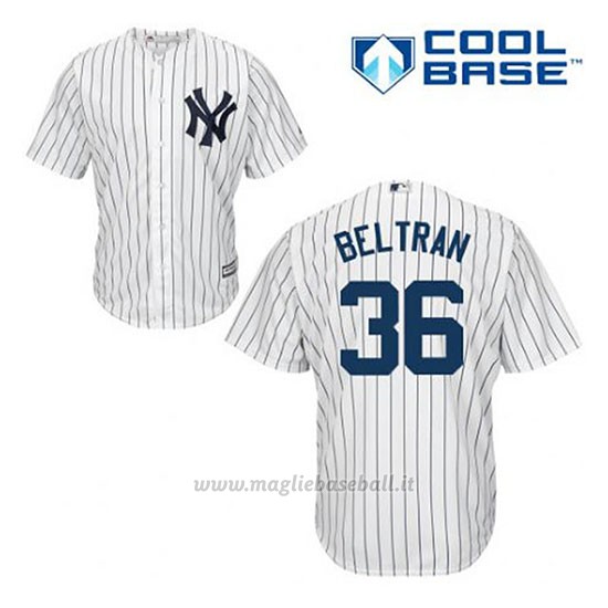 Maglia Baseball Uomo New York Yankees Carlos Beltran 36 Bianco 1ªCool Base